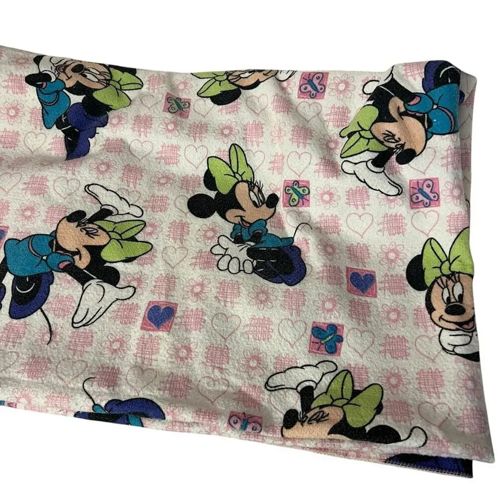 Vintage Disney Minnie Mouse Blanket Approx 79” x 90” READ‎ Pink White Nursery